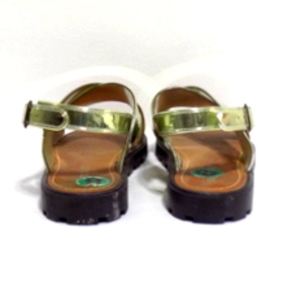 Electric Karma Metallic Gold X-Strap Sling Back Summer Flat Sandals – Size: 8 - Picture 4 of 10